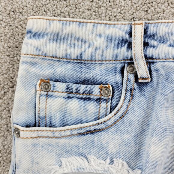 Bullhead Womens High Rise Shorts 5 Blue Light Wash Denim Distressed Hot Pants - Picture 10 of 12